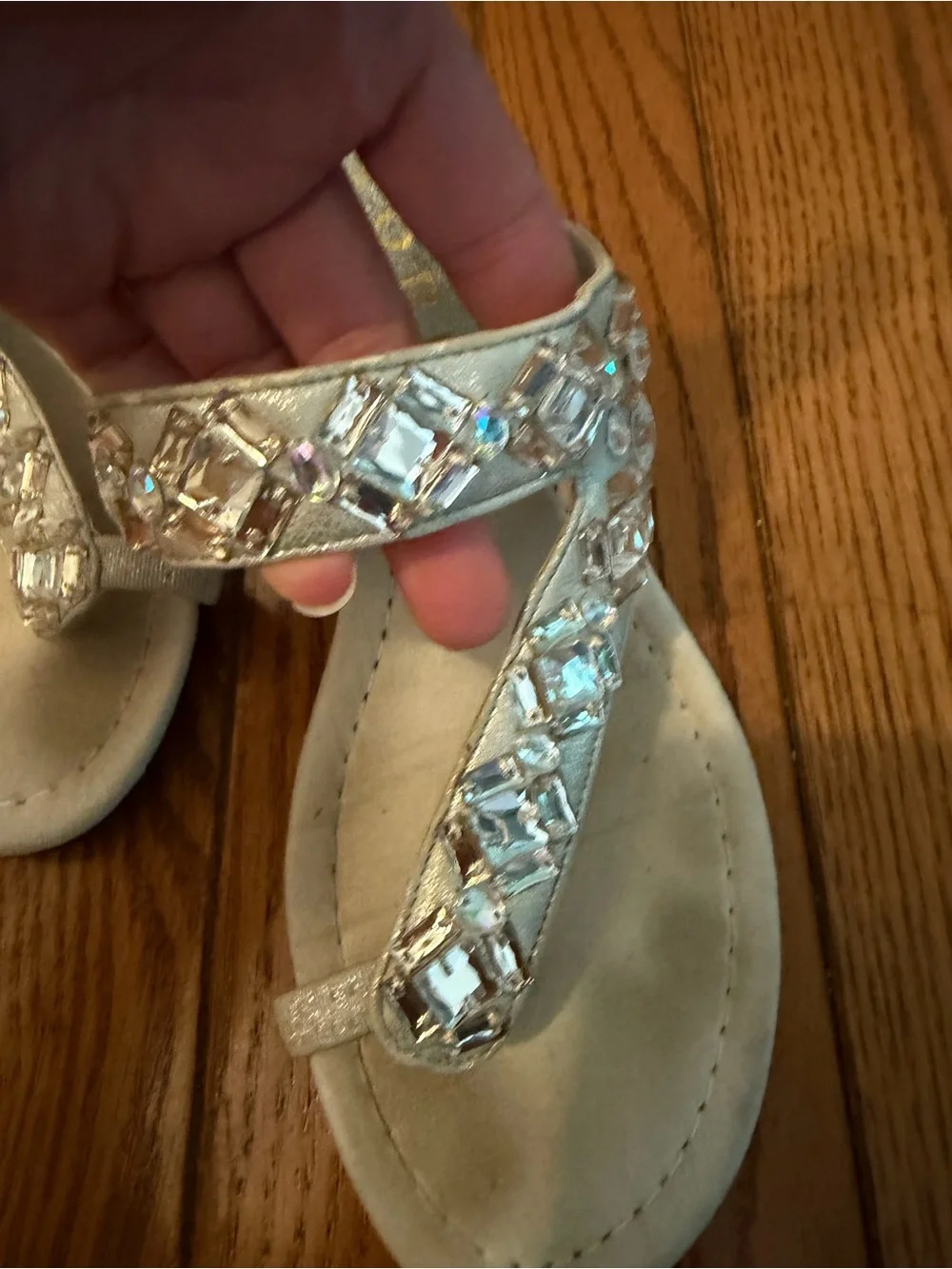 Ivory Crystal Embellished Wedge Sandals
